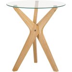 Beliani - table d'appoint en verre de s�curit� et bois d'h�v�a laqu� clair scandinave valley