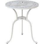 Beliani - table de balcon vintage en aluminium d'ext�rieur 61 cm ronde blanc cass� dascio