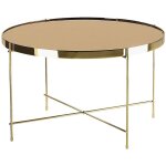 Beliani - table basse table café ronde 63 cm en verre et acier marron et dorée design moderne pour chambre ... Beliani - table basse table café ronde 63 cm en verre et acier marron et dorée design moderne pour chambre ...