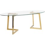 Beliani - table basse ovale avec plateau en verre et cadre en métal doré au style moderne et glamour Beliani - table basse ovale avec plateau en verre et cadre en métal doré au style moderne et glamour