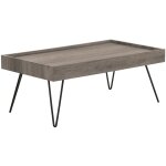 Beliani - table basse rectangulaire 100 x 60 cm plateau en mdf effet bois gris et pieds en métal noir ... Beliani - table basse rectangulaire 100 x 60 cm plateau en mdf effet bois gris et pieds en métal noir ...