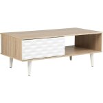 Beliani - table basse rectangulaire 120 x 60 cm en mdf effet bois clair et blanc avec tiroirs et espace ... Beliani - table basse rectangulaire 120 x 60 cm en mdf effet bois clair et blanc avec tiroirs et espace ...