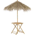 Beliani - table bistro en bambou avec parasol pliant pour int�rieur et ext�rieur molise