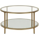 Beliani - table à café moderne ronde dorée à plateau en verre ø 70 cm cadre en acier birney Beliani - table à café moderne ronde dorée à plateau en verre ø 70 cm cadre en acier birney