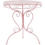 Table ronde 70 cm de type bistrot en métal rose avec ornaments décoratifs pour jardin terrasse ou balcon ... Table ronde 70 cm de type bistrot en métal rose avec ornaments décoratifs pour jardin terrasse ou balcon ...