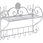 Beliani - tag�re murale 42 x 47 cm � 1 niveau et crochets de suspension en acier gris vieilli osorno