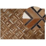 Beliani - tapis en cuir patchwork marron et beige 140 x 200 cm avec motif géométrique 3d accessoire idéal ... Beliani - tapis en cuir patchwork marron et beige 140 x 200 cm avec motif géométrique 3d accessoire idéal ...