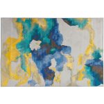 Beliani - tapis rectangulaire bleu blanc et jaune en polyester motif abstrait pour chambre ou salon au ...