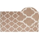 Beliani - tapis de salon 80 x 150 cm en laine et coton beige  motif blanc fait main erbaa