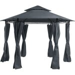 Beliani - tonnelle pavillon de jardin hexagonal gris fonc avec rideaux pratiques et structure en acier ...