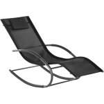 Transat bain de soleil fonction bascule en acier et textile noir matières durables et design moderne ... Transat bain de soleil fonction bascule en acier et textile noir matières durables et design moderne ...