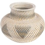 Beliani - vase dcoratif blanc et gris en rotin 22 cm fait main fleurs artificielles asahan