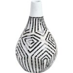 Beliani - vase dcoratif blanc et noir en terre cuite 50 cm fait main fleurs fausses ombilin