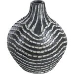 Beliani - vase d�coratif noir et blanc en terre cuite 35 cm fait main fleurs fausses kualu
