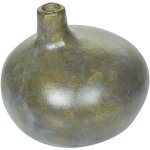 Beliani - vase dcoratif en terre cuite gris et dor finition laque 18 cm fait main pour fleurs sches ...
