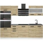 Belini ? cuisine compl�te 240 cm ch�ne sonoma ? 6 meubles sous �vier, tiroirs en m�tal ? syst�me pro ...