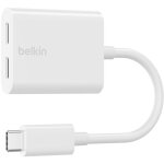 Belkin - adaptateur rockstar avec 2 ports usb c blanc + recharge