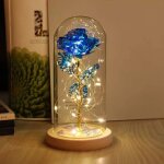 La belle et la b�te rose fleur enchant�e avec lumi�re led dans un dme en verre pour nol saint valentin ...