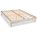 Bellecour - literie sommier � lattes en bois capitole 140x200 cm coloris gris clair livr� en kit