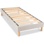 Bellecour - literie sommier � lattes en bois capitole 90x200 cm coloris gris clair livr� en kit