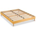 Bellecour literie sommier � lattes en bois lumiere 140x190 cm coloris jaune livr� en kit