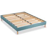 Bellecour literie sommier � lattes en bois lumiere 140x190 cm coloris vert d'eau livr� en kit