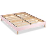 Bellecour literie sommier  lattes en bois lumiere 160x200 cm coloris rose livr en kit
