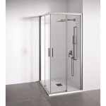 Bellobath - paroi de douche d'angle 2 portes coulissantes + 2 fixes - verre tremp� - argent - largeur ...