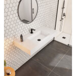 Bellobath - plan vasque en r�sine blanc 120 x 46, 5 x 12 cm - plan de toilette - lavabo suspendu en r�sine ...