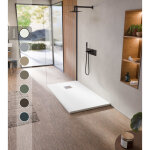 Bellobath - receveur de douche en r�sine antid�rapante - texture ardoise douce - avec la bonde et la ...