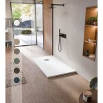 Bellobath - receveur de douche en r�sine antid�rapante - texture ardoise douce - avec la bonde et la ...