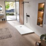 Bellobath - receveur de douche en r�sine antid�rapante - texture ardoise douce - avec la bonde et la ...