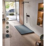 Bellobath - receveur de douche en r�sine antid�rapante - texture ardoise douce - avec la bonde et la ...