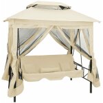 Belv�d�re convertible en balancelle blanc cr�me vidaxl