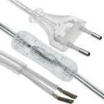 Câble d'alimentation avec interrupteur connecteur bipolaire bornes à 2m transparent - bematik Câble d'alimentation avec interrupteur connecteur bipolaire bornes à 2m transparent - bematik