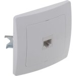 Prise ethernet rj45 encastrable avec plaque de finition 80x80mm s�rie lille blanc - bematik