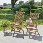 Berah getah - lot de 2 chaises de jardin en teck huil massif pliante