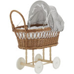 Aubry gaspard - berceau de poupe en osier buff tissu gris