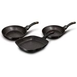 Black rose set de 2 poles  frire 1 grill induction 20 - 24 - 28cm aluminium, antiadhsif noir - berlinger ...