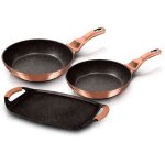 Berlinger haus rose gold set de poles  frire induction 22 - 26cm, plaque  griller aluminium antiadhsif ...