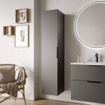 Bernstein - armoire suspendue en bois laqu�, colonne de rangement salle de bain + porte soft - close ...