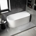 Bernstein - baignoire d'angle semi - �lot acrylique ovale moderne pour salle de bain avec bonde et trop ...