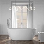 Baignoire �lot acrylique ovale moderne pour salle de bain avec bonde et trop plein - blanc - 160x75x59cm ...