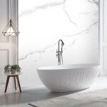 Bernstein - baignoire îlot fonte minérale texturée moderne salle de bain - blanc mat - 180x85x52cm - ... Bernstein - baignoire îlot fonte minérale texturée moderne salle de bain - blanc mat - 180x85x52cm - ...