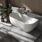 Bernstein - baignoire semi - lot murale acrylique moderne pour salle de bain avec bonde et trop plein ...
