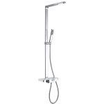 Colonne de douche moderne combinée thermostatique acier inoxydable + tablette verre - 120x50cm - nt7385 ... Colonne de douche moderne combinée thermostatique acier inoxydable + tablette verre - 120x50cm - nt7385 ...