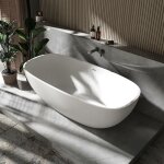 Grande baignoire �lot ovale design en fonte min�rale pour salle de bain, isolation thermique - blanc ...