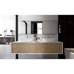 Bernstein - meuble de salle de bain fiona 1800 - fa�ade effet b�ton ou ch�ne - miroir et colonne de rangement ...