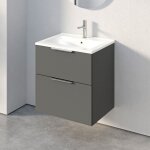Bernstein - meuble suspendu en bois laqu avec lavabo vasque en cramique intgr + 2 tiroirs soft - ...
