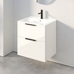 Bernstein - meuble suspendu en bois laqu� avec lavabo vasque en c�ramique int�gr� + 2 tiroirs soft - ...